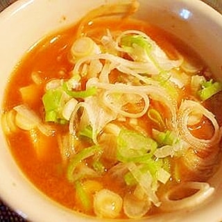 赤から鍋の残りスープで♪　高野豆腐スープ
